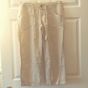 Express Linen Wide Leg Cropped Pants